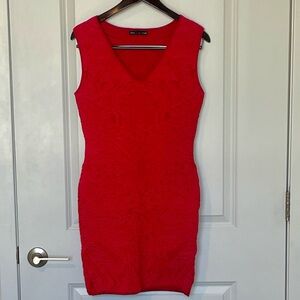 RVN Sleeveless V-Neck Mini Dress in Deep Red
